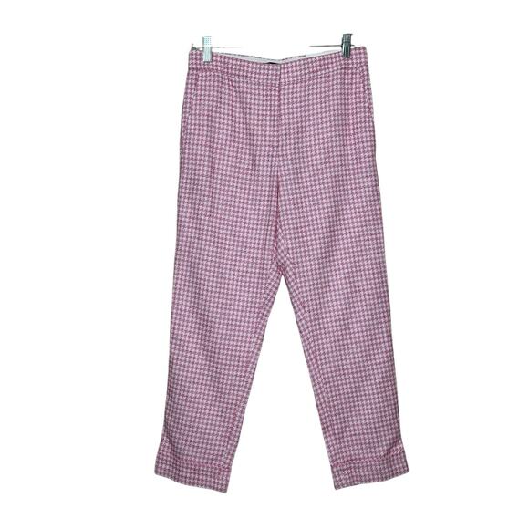 Ann Taylor pink white houndstooth ankle pants size 4P - Picture 1 of 11